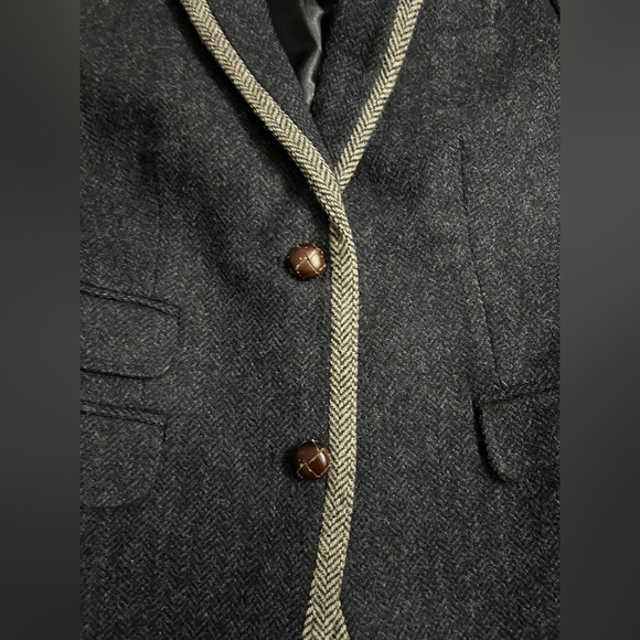 J CREW Wool Schoolboy Blazer with Neon and Herringbone Trim in Navy Size 0 - Picture 6 of 7
